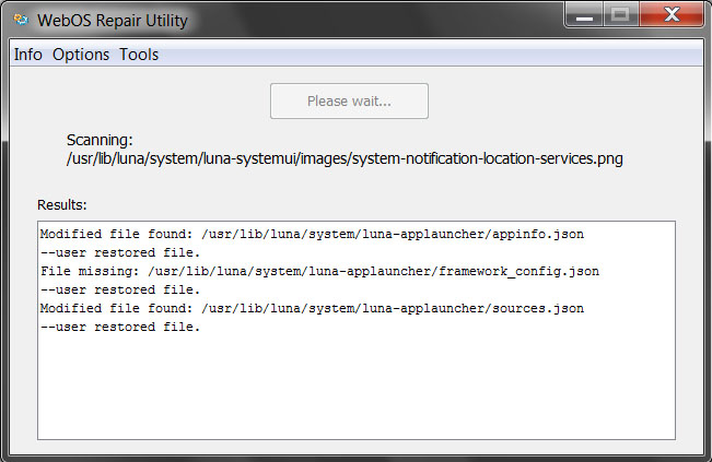 webOS Repair Utility